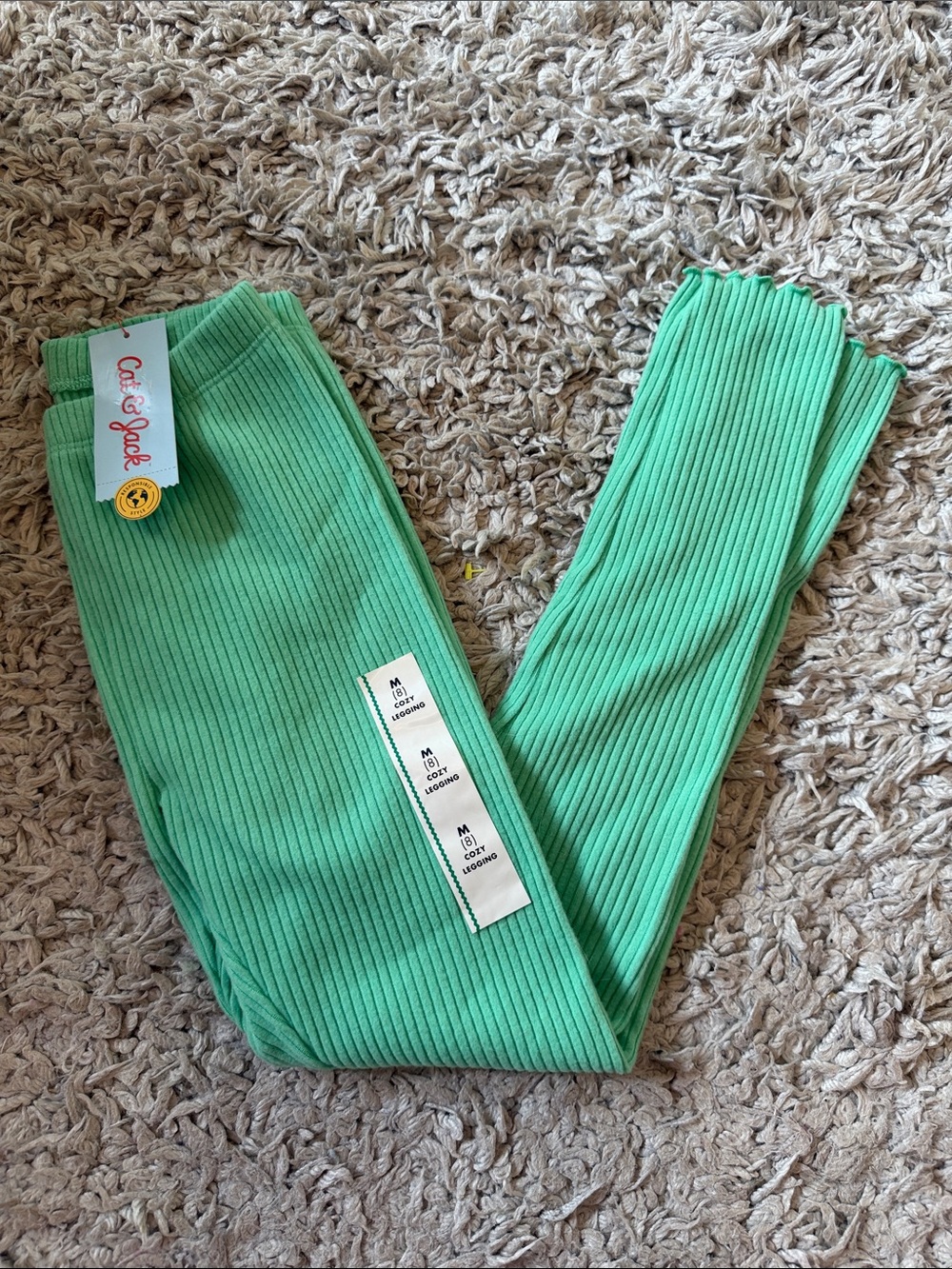 NWT Cat & Jack Soft Green Cozy Leggings, Size M (8)